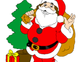 Desenho Santa Claus e uma árvore de natal pintado por yasmin