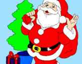 Desenho Santa Claus e uma árvore de natal pintado por ana clara 