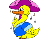 Desenho Pato sob a chuva pintado por Lethícia