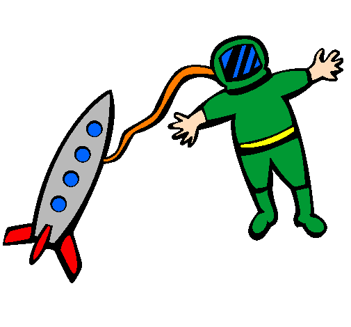 Desenho Foguete e astronauta pintado por kaleb