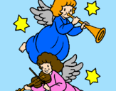 Desenho Anjos musicais pintado por filipa