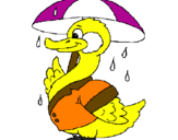 Desenho Pato sob a chuva pintado por aline