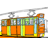 Desenho Eléctrico com passageiros pintado por Vinicius