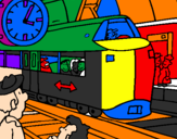 Desenho Estação de caminhos de ferro pintado por Dalva