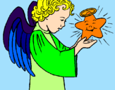 Desenho Anjo e estrela pintado por Cisa