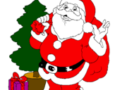 Desenho Santa Claus e uma árvore de natal pintado por LIA