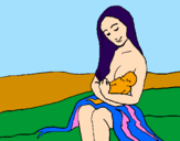 Desenho Mãe e filho  pintado por LIVIA E ELIANE