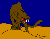Desenho Tigre com dentes afiados pintado por fer