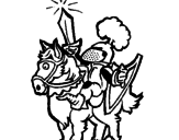 Desenho Cavaleiro a alçar a espada pintado por nicolas