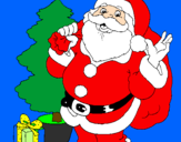 Desenho Santa Claus e uma árvore de natal pintado por bianca
