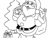 Desenho Santa Claus e uma árvore de natal pintado por Raul