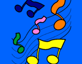 Desenho Notas na escala musical pintado por Mariana alves
