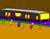 Desenho Passageiros à espera do comboio pintado por victor alexandre mello