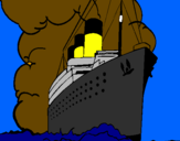 Desenho Barco a vapor pintado por titanic 1912