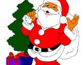 Desenho Santa Claus e uma árvore de natal pintado por octavio