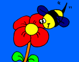 Desenho Abelha e flor pintado por analuiza