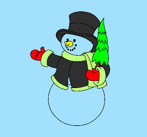 boneco de neve com árvores