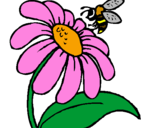 Desenho Margarida com abelha pintado por gisela