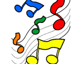 Desenho Notas na escala musical pintado por Musica