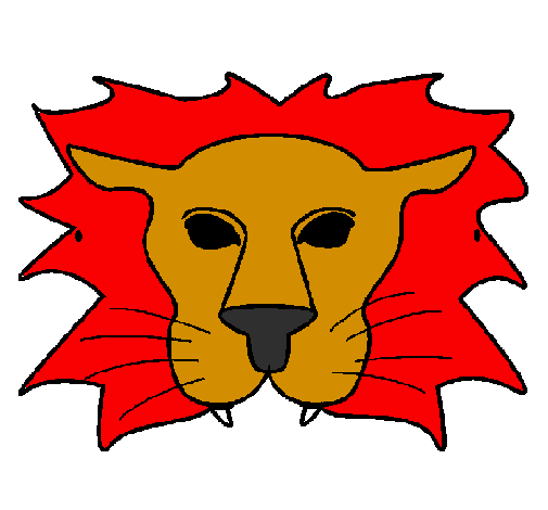 Desenho Leão pintado por mascara do caio