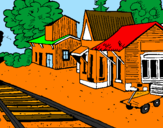 Desenho Estação de comboio pintado por Pedro