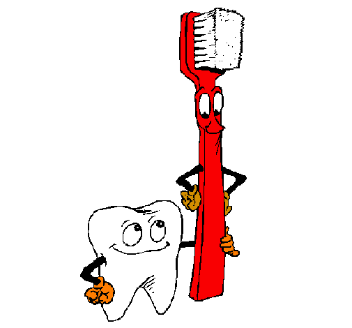 Desenho Dentes e escova de dentes pintado por dente/2011