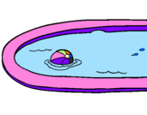 Desenho Bola na piscina pintado por leticia e luana