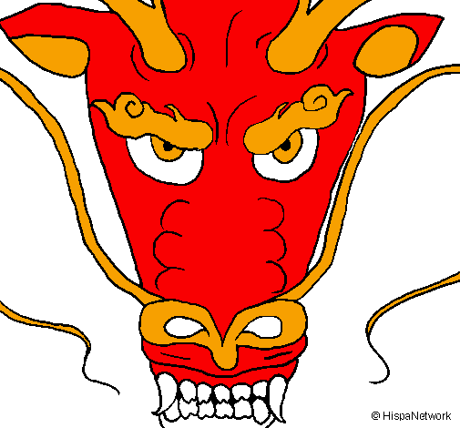 Desenho Cabeça de dragão pintado por meu dragão chinês