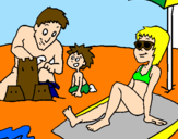 Desenho Família férias pintado por familia feliz