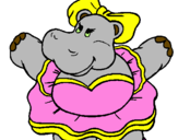 Desenho Hipopótamo com laço pintado por juliana
