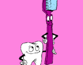 Desenho Dentes e escova de dentes pintado por lis 