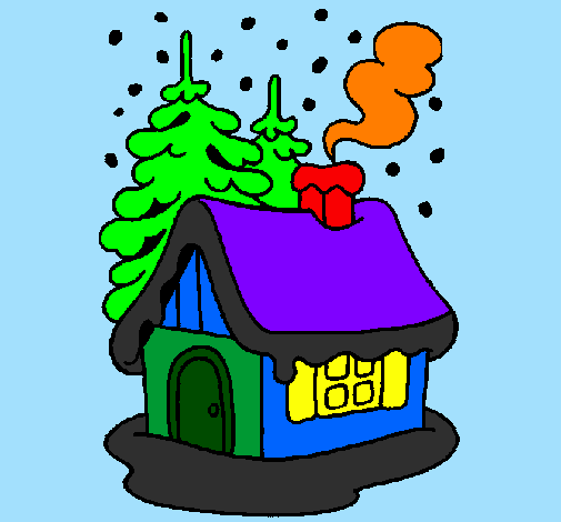 Desenho Casa na neve pintado por casa de lua helen