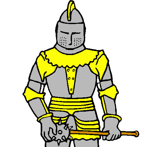 Desenho Cavaleiro com uma maçã pintado por god of war