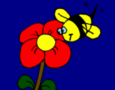 Desenho Abelha e flor pintado por Andressa