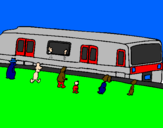 Desenho Passageiros à espera do comboio pintado por caue