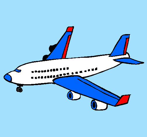 Desenho de Um avião de passageiros pintado e colorido por Usuário