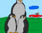 Desenho Familia pinguins pintado por fernanda