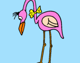 Desenho Flamingo com passarita pintado por eva