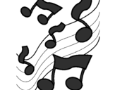 Desenho Notas na escala musical pintado por karol