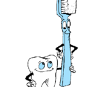 Desenho Dentes e escova de dentes pintado por azul