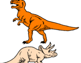 Desenho Tricerátopo e tiranossauro rex pintado por luiz miguel