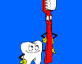 Desenho Dentes e escova de dentes pintado por Du