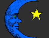Desenho Lua e estrela pintado por Luiz Augusto