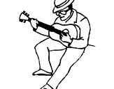 Desenho Guitarrista com chapéu pintado por aaa