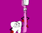 Desenho Dentes e escova de dentes pintado por maria fer