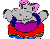 Desenho Hipopótamo com laço pintado por tamires
