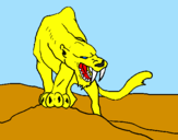 Desenho Tigre com dentes afiados pintado por carolina