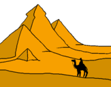 Desenho Paisagem com pirâmides pintado por juliete