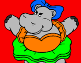 Desenho Hipopótamo com laço pintado por laura  cardona