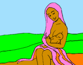 Desenho Mãe e filho  pintado por amanda